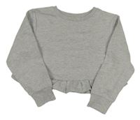 Sivá melírovaná crop mikina s volánikom