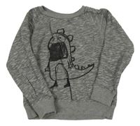 Tmavošedá melírovaná mikina s příšerkou Next