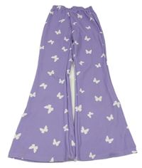 Fialové vzorované flare nohavice s motýlikmi SHEIN