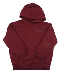 Tmavovínová tepláková mikina s nápismi a vreckom a kapucňou M&S