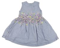 Modrofialové pruhované třpytivé šaty s kytičkami Next