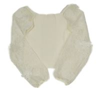 Smetanové žebrované úpletové crop mikinotriko s organzovými balonovými rukávy s kvetmi RIVER ISLAND