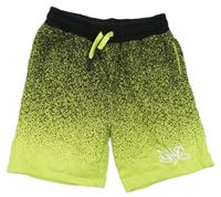 Limetkovo-čierne skvrnité teplákové kraťasy s nápisom H&M