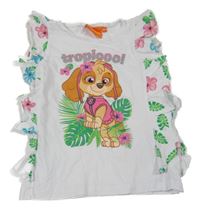 Biele kvetované tričko so Skye a volánikmi Nickelodeon