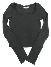 Tmavosivé rebrované crop tričko H&M