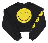 Černá crop mikina se smajlíky H&M