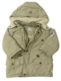 Béžová šušťáková zimná bunda s kapucňou