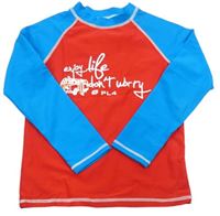 Červeno-modré UV tričko s nápismi
