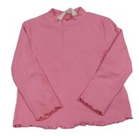 Růžové žebrované triko se stojáčkem H&M