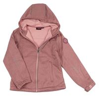Starorůžová melírovaná softshellová funkční bunda s kapucí Crane