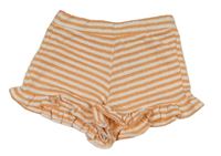 Oranžovo-biele pruhované teplákové kraťasy s kanýry zn. River Island