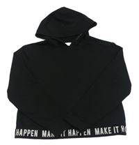 Čierna crop mikina s nápismi a kapucňou zn. Primark