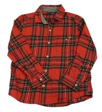 Červeno-čierno-farebná kockovaná flanelová košeľa zn. Next