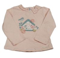 Ružové tričko s ptačí budkou a kvetmi zn. Mayoral