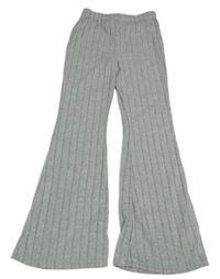 Sivé melírované rebrované úpletové flare legíny Shein