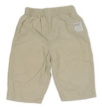 Béžové manšestrové podšité kalhoty s nášivkou