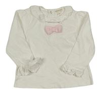 Bílé triko s mašlí a límečkem Mintini