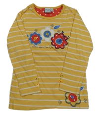 Žluto-bílé pruhované triko s květinami Bob der Bär
