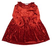 Červené zamatové šaty s golierikom H&M