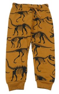 Hnedé tepláky s kostrami dinosaurů H&M