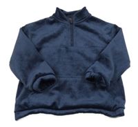 Tmavomodrá rebrovaná plyšová mikina Nutmeg