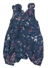 Tmavomodrý kvetovaný ľahký kraťasový overal Mamas&Papas