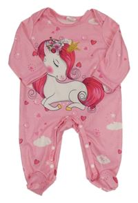 Ružový overal s jednorožcom a srdiečkami