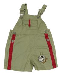 Khaki riflové laclové kraťasy s pruhy a krávou