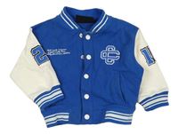 Modro-bílá baseballová mikina s výšivkou a nápisem Couture