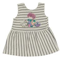 Bielo-sivá pruhovaná tunika s dívkou a husami