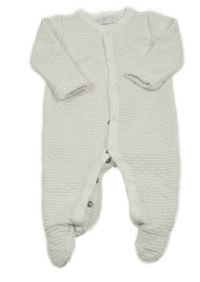 Bílo-světlešedý pruhovaný prošívaný teplákový overal The Little White Company