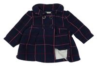 Tmavomodro-růžovo-vínový kostkovaný fleecový kabátek Jasper Conran