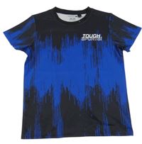 Černo-modré vzorované sportovní tričko s nápisem Ergeenomixx