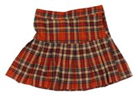 Červeno-hnedo-čierna kockovaná trblietavá skladaná sukňa H&M
