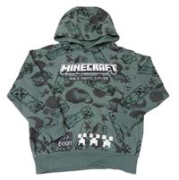 Zelená mikina s Minecraft a kapucí
