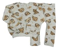 2set - Světlebéžová mikina s medvědy + legíny Pure Baby
