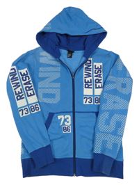 Modrá prepínaci mikina s nápisom a kapucňou H&M