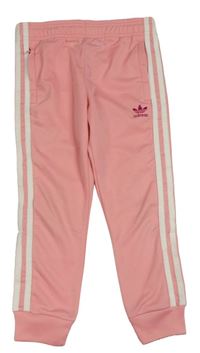Světlerůžové sportovní tepláky s pruhy a logem Adidas