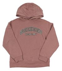 Starorůžová mikina s nápisem a kapucí Primark