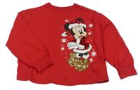 Červená crop mikina s Minnie Disney