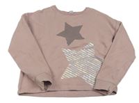 Staroružová crop mikina s hviezdami Tu
