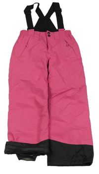 Růžové šusťákové funkční laclové oteplovačky s kšandami 