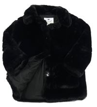 Černá kožešinová podšitá bunda s límečkem F&F