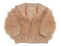 Staroružová kožušinová podšitá crop bunda s golierom River Island