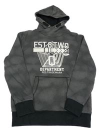 Tmavosivá vzorovaná mikina s potlačou a kapucňou Yigga