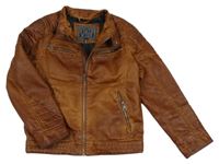 Hnědá koženková bunda s kapsami C&A