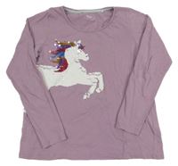 Lila tričko s jednorožcem z flitrů Yigga