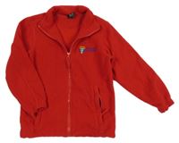 Červená fleecová prepínaci mikina s nápisom