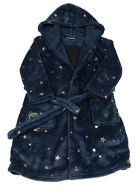 Tmavomodrý chlupatý župan s Hermionou a kapucí - Harry Potter 