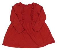 Červené trblietavé teplákové šaty s volánikmi H&M